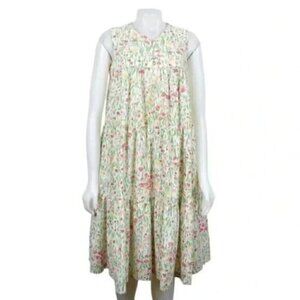 Vintage David Brown Floral Midi Dress Sleeveless  Summer Cottagecore Size Small
